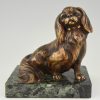 Art Deco serre livres bronze chiens King Charles