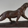 Art Deco bronze panther sculpture