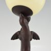 Art Deco lamp of two seal playing with a ball