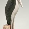 Art Deco Buchstützen Marabu Storch