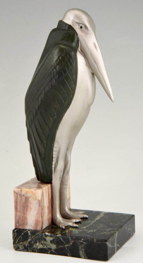 Art Deco marabou stork bookends
