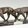 Art Deco sculpture of two panthers