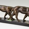 Art Deco sculpture of two panthers