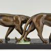 Art Deco sculpture of two panthers