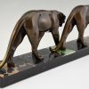 Art Deco sculpture of two panthers