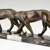 Art Deco sculpture of two panthers