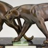 Art Deco sculpture of two panthers