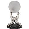 Art Deco silvered lamp of two seal playing with a ball