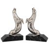 Art Deco silvered seal bookends