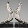 Art Deco silvered seal bookends