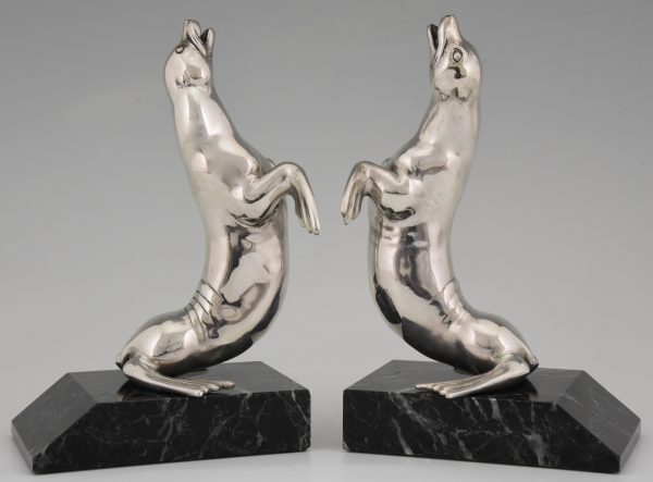 Art Deco silvered seal bookends