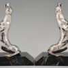 Art Deco silvered seal bookends