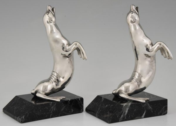 Art Deco silvered seal bookends