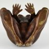 Art Nouveau bronzen sculptuur erotisch geknield naakt