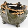 Art Nouveau cache pot avec femmes et fleurs La Ronde