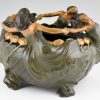 Art Nouveau cache pot avec femmes et fleurs La Ronde