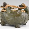 Art Nouveau planter with dancing woman and flowers La Ronde