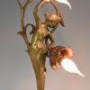 Jugendstil lamp in brons naakte vrouw met bloemen