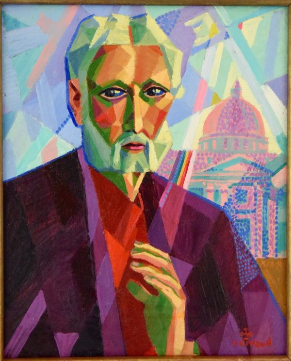 Art Deco cubist portrait homme à Rome