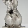 Skulptur Bronze Vase kleine Junge mit Mäuse