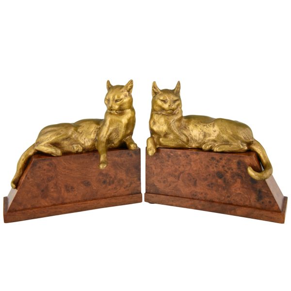 Antique bronze cat bookends