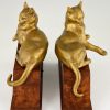 Buchstützen in Bronze mit Katzen