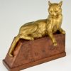 Antique bronze cat bookends