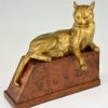 Buchstützen in Bronze mit Katzen