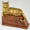 Buchstützen in Bronze mit Katzen