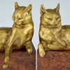 Buchstützen in Bronze mit Katzen