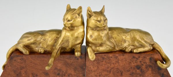 Antique bronze cat bookends
