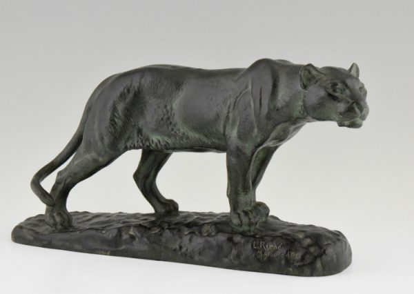 Art Deco Bronze Skulptur Panther