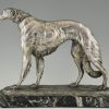 Art Deco sculpture en bronze chien Barzoï