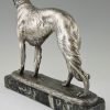 Art Deco sculpture en bronze chien Barzoï