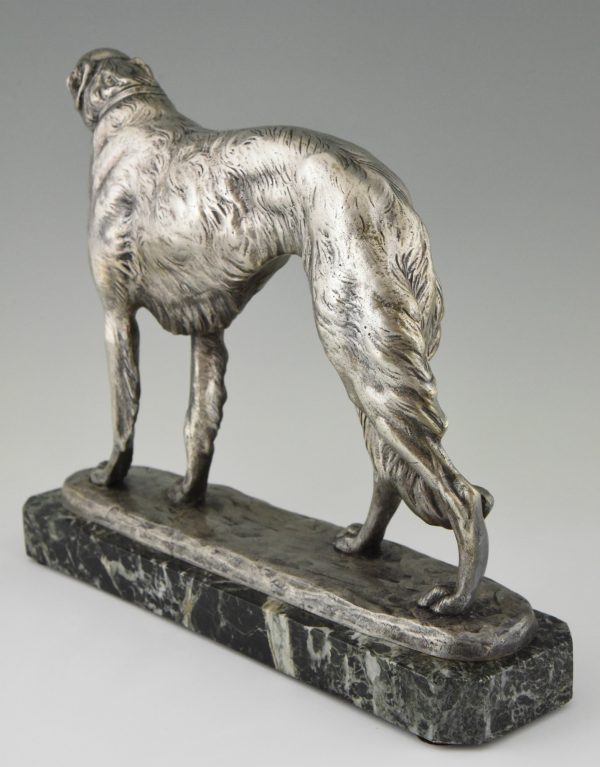 Art Deco bronze sculpture of a Borzoi dog