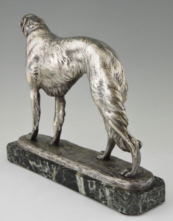 Art Deco sculpture en bronze chien Barzoï