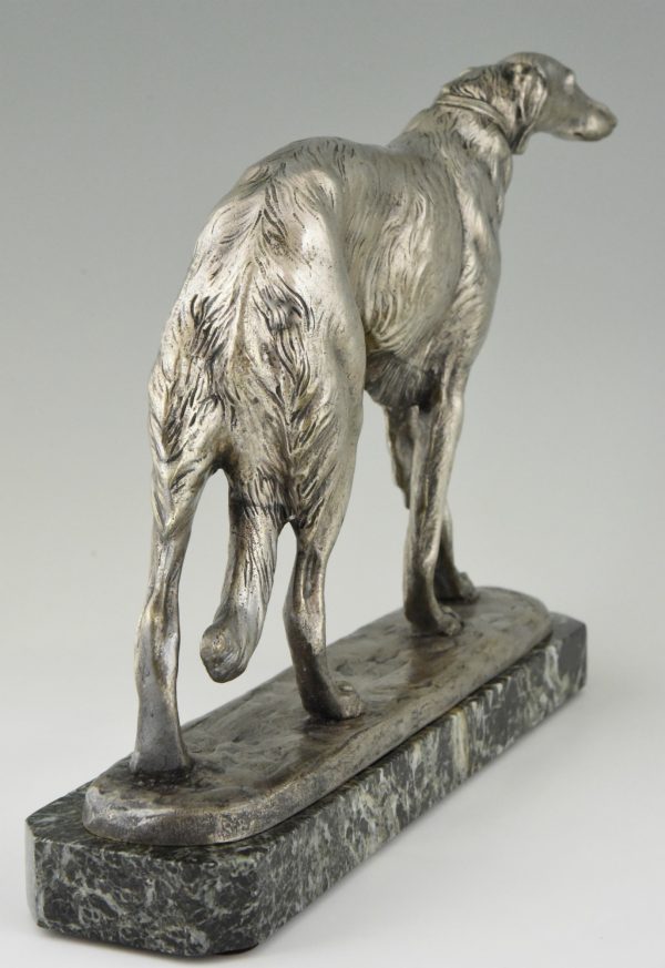 Art Deco sculpture en bronze chien Barzoï