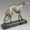 Art Deco sculpture en bronze chien Barzoï