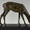 Art Deco sculpture en bronze d’une biche