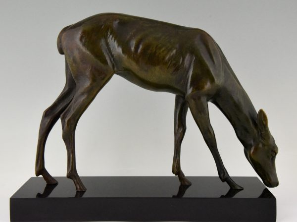 Art Deco bronze sculpture of a female deer