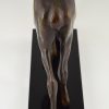 Art Deco sculpture en bronze d’une biche