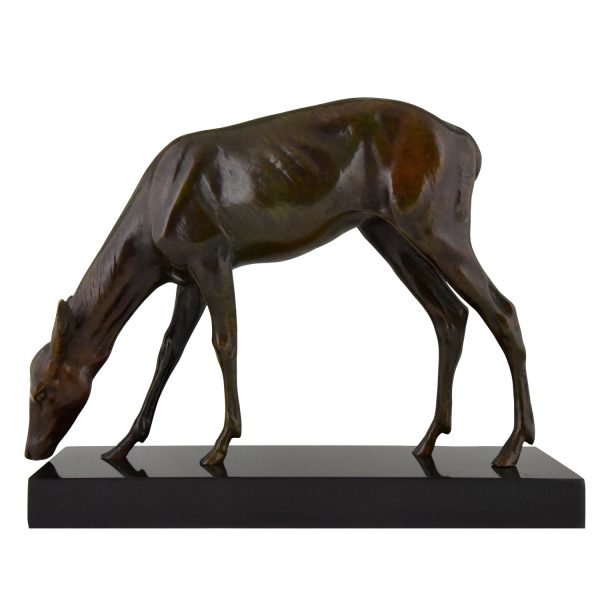 Art Deco bronze sculpture of a female deer