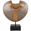 Sculpture abstraite en bronze soccle en marbre