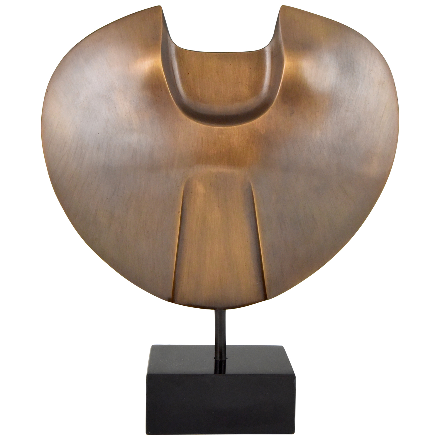 Abstract bronze sculpture on marble base