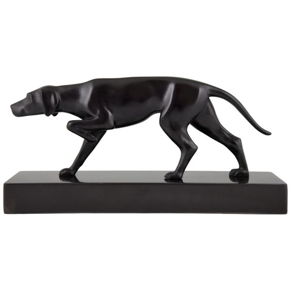 Art Deco bronze of hunting dog.