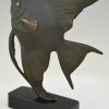 Art Deco sculpture en bronze poisson