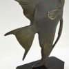 Art Deco sculpture en bronze poisson