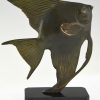 Art Deco sculpture en bronze poisson