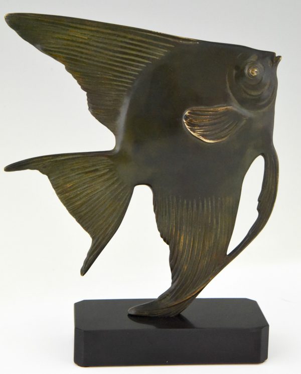 Art Deco sculpture en bronze poisson