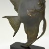 Art Deco sculpture en bronze poisson